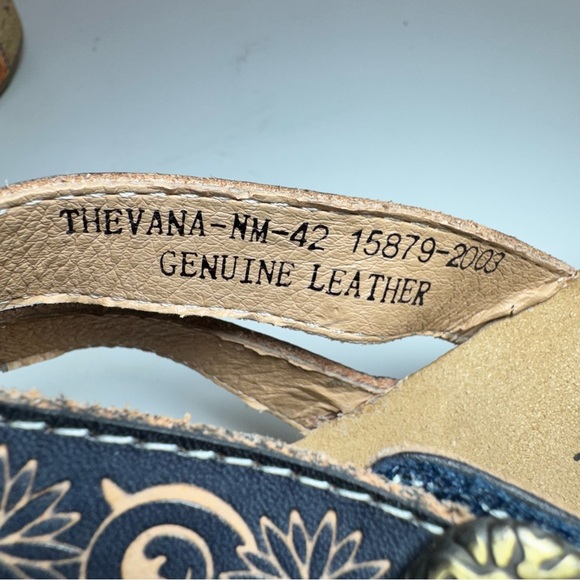 L’Artiste by Spring Step Thevana Leather Wedge Sandals 42 US 10 Blue Orange. - Picture 5 of 10